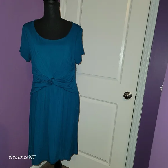 Banana Republic Teal Tie Front Dress Sz: Large NWT - Picture 4 of 5